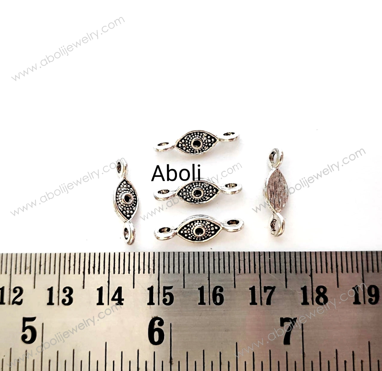 Silver Charm evil eye connector CHMS18 5 connectors