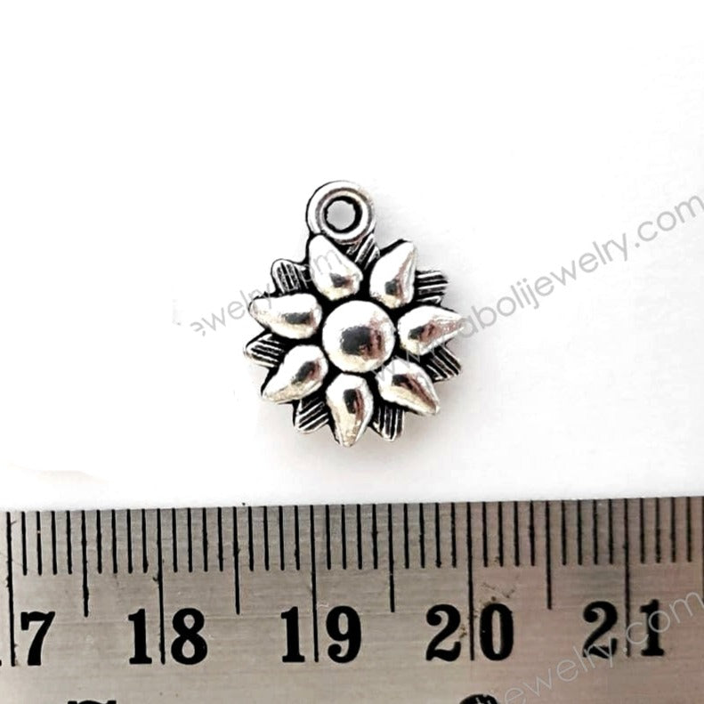 Silver flower charm floral CHMS24