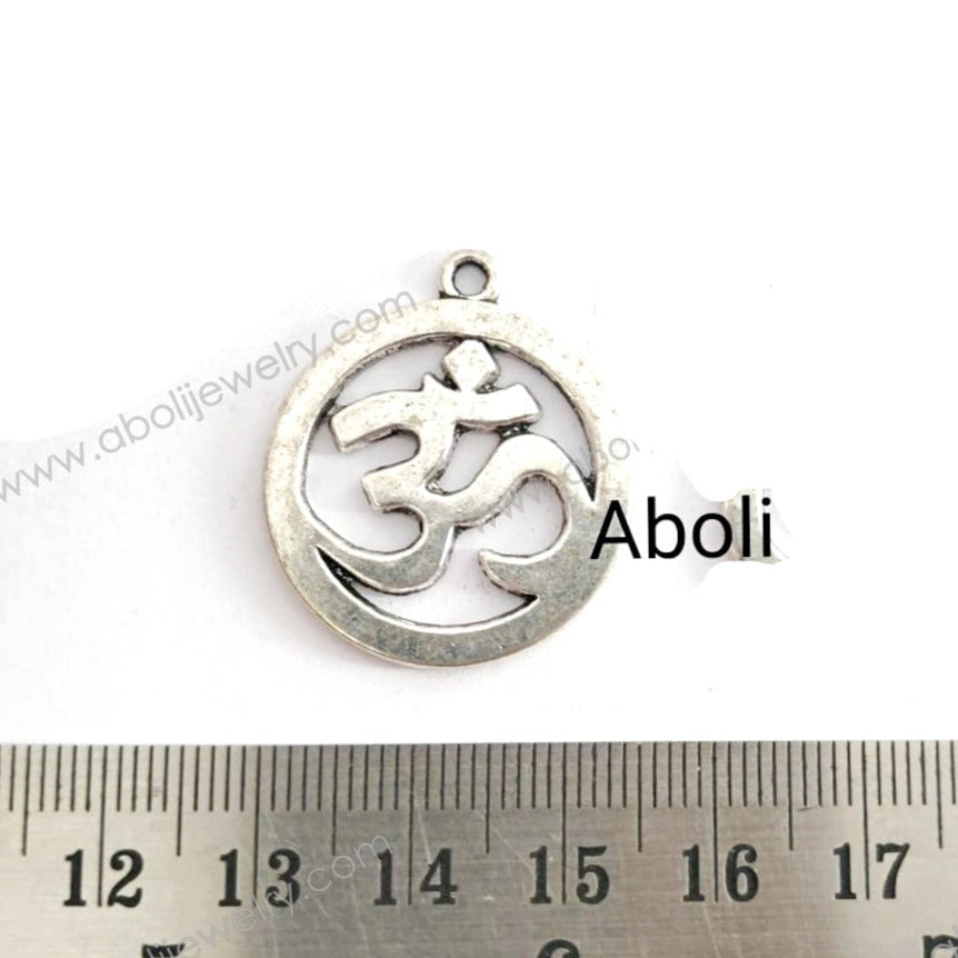 Silver Om in circle Charm AUM charm CHMS32