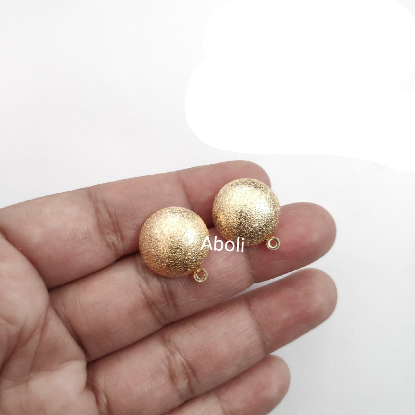 Golden stardust half ball studs 15 mm round stud component dome earrings findings STARDUST15G