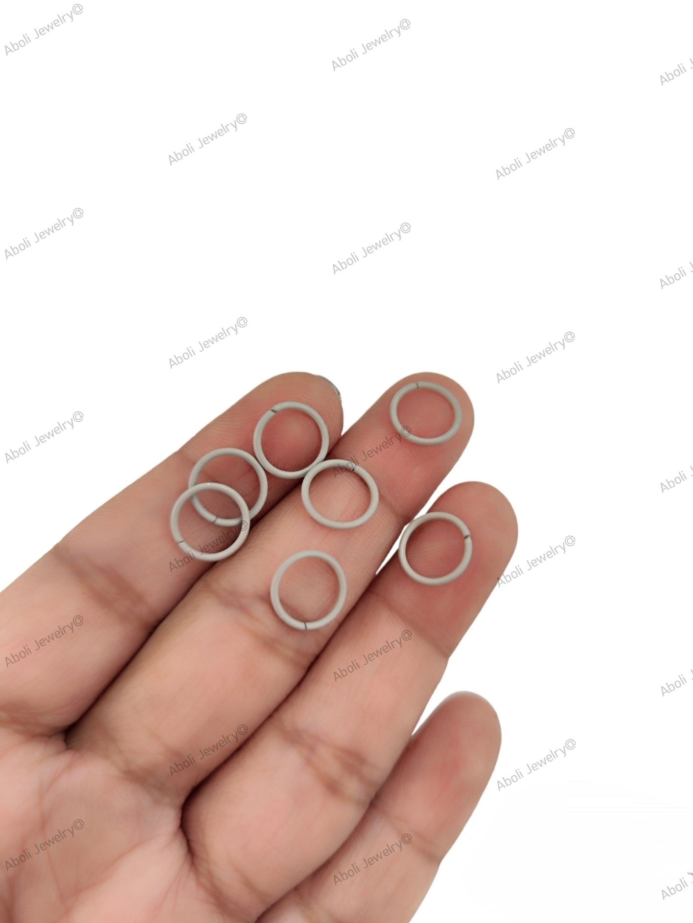 Grey coloured jump rings 10 mm colored jumprings JRC10G 10 rings