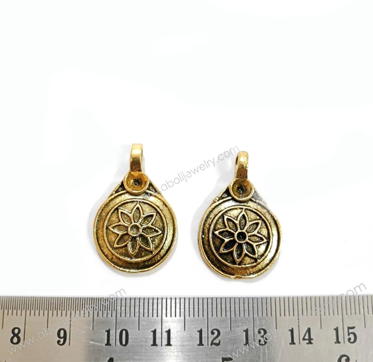 Golden flower Charm with stone setting CHMG72 2 charms