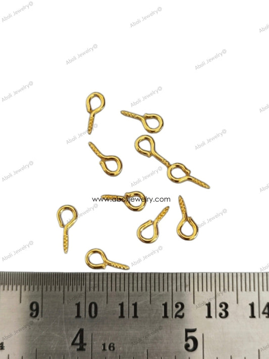 Golden screw eye pins for resin jewellery resin keychain polymer clay wooden keychain home décor EPSCWG 10 pins