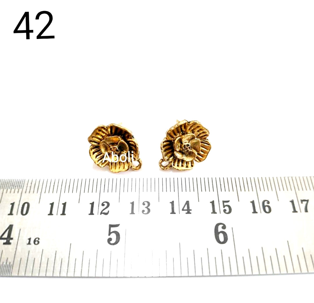 Golden flower stud earrings components metal earrings findings ESG42