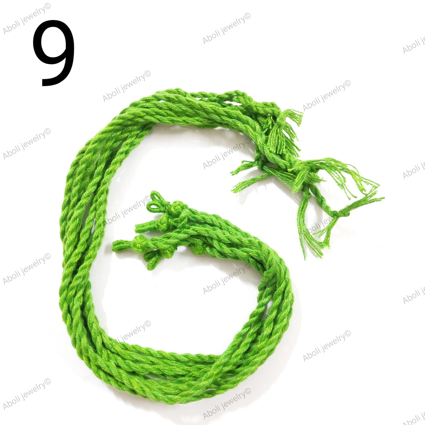 Light green cotton rope necklace braided cord CNBCPENDANT9