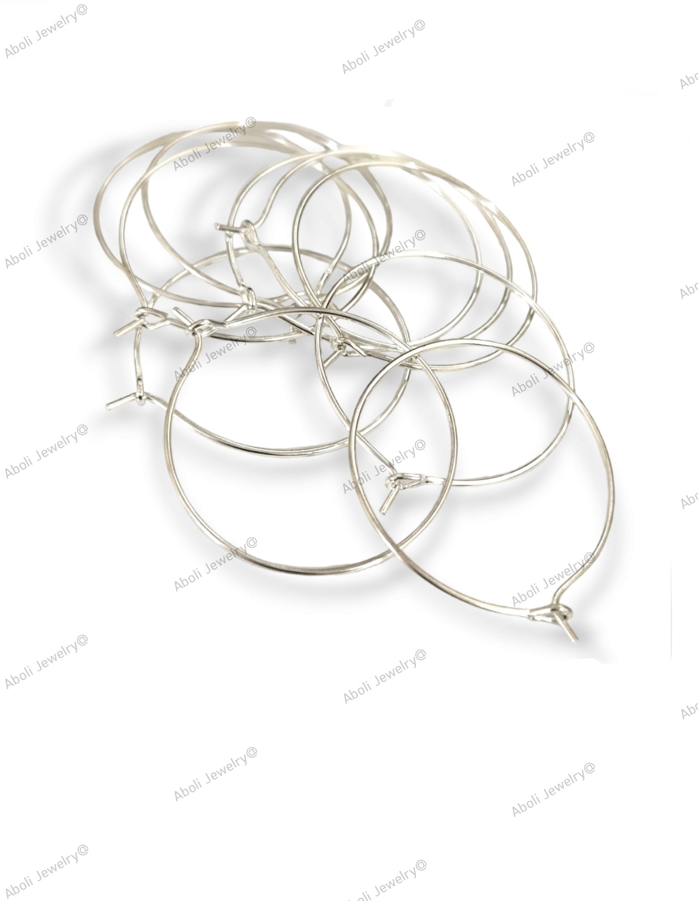 Silver wire hoops 3 cm Silver bali earrings making EFSWH30 - Jewelry Supplies