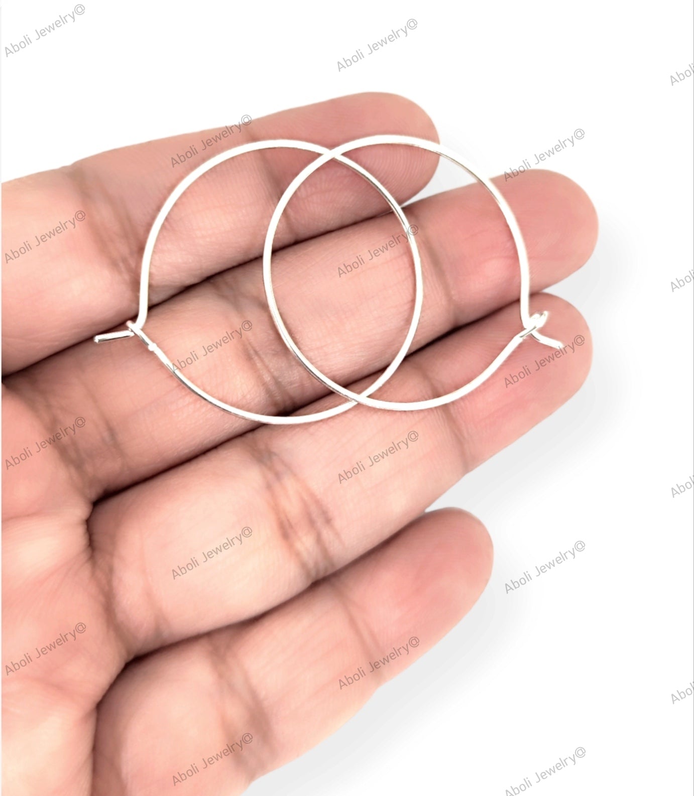 Silver wire hoops 3 cm Silver bali earrings making EFSWH30