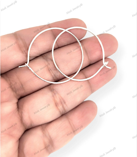 Silver wire hoops 3 cm Silver bali earrings making EFSWH30