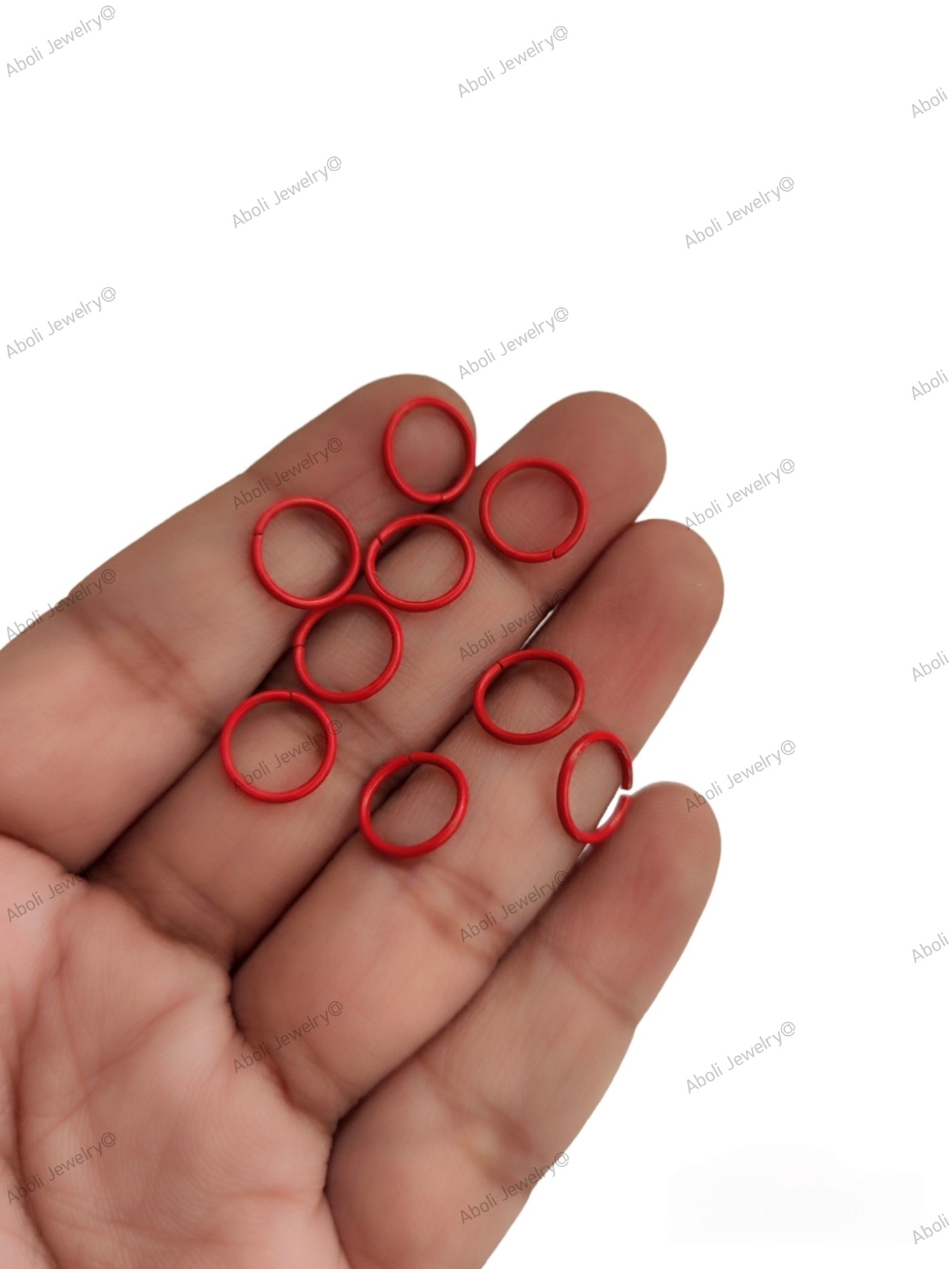 Red coloured jump rings 10 mm colored jumprings JRC10R 10 rings