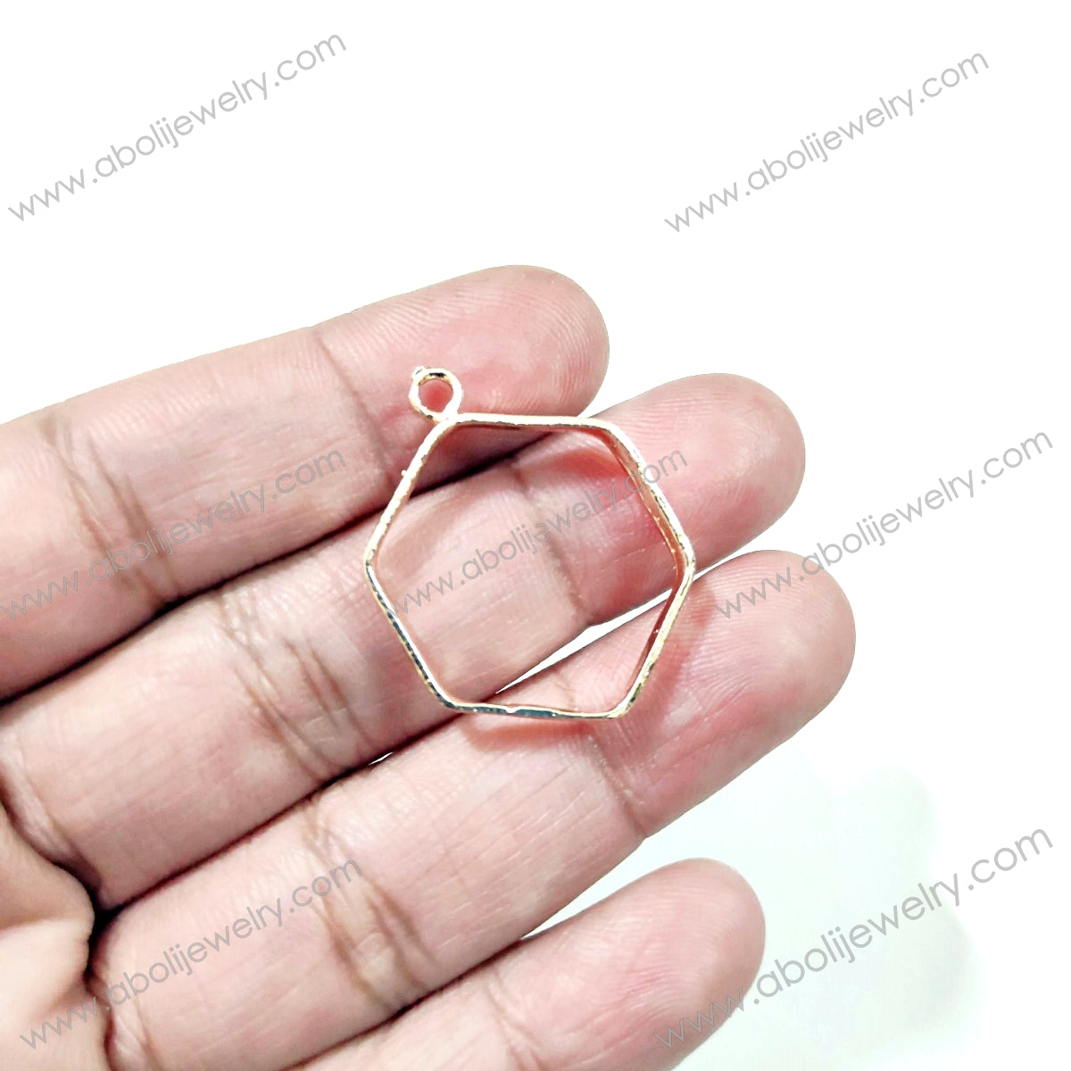 Rose gold hexagon small bezel charm for resin mini bezel RMB7