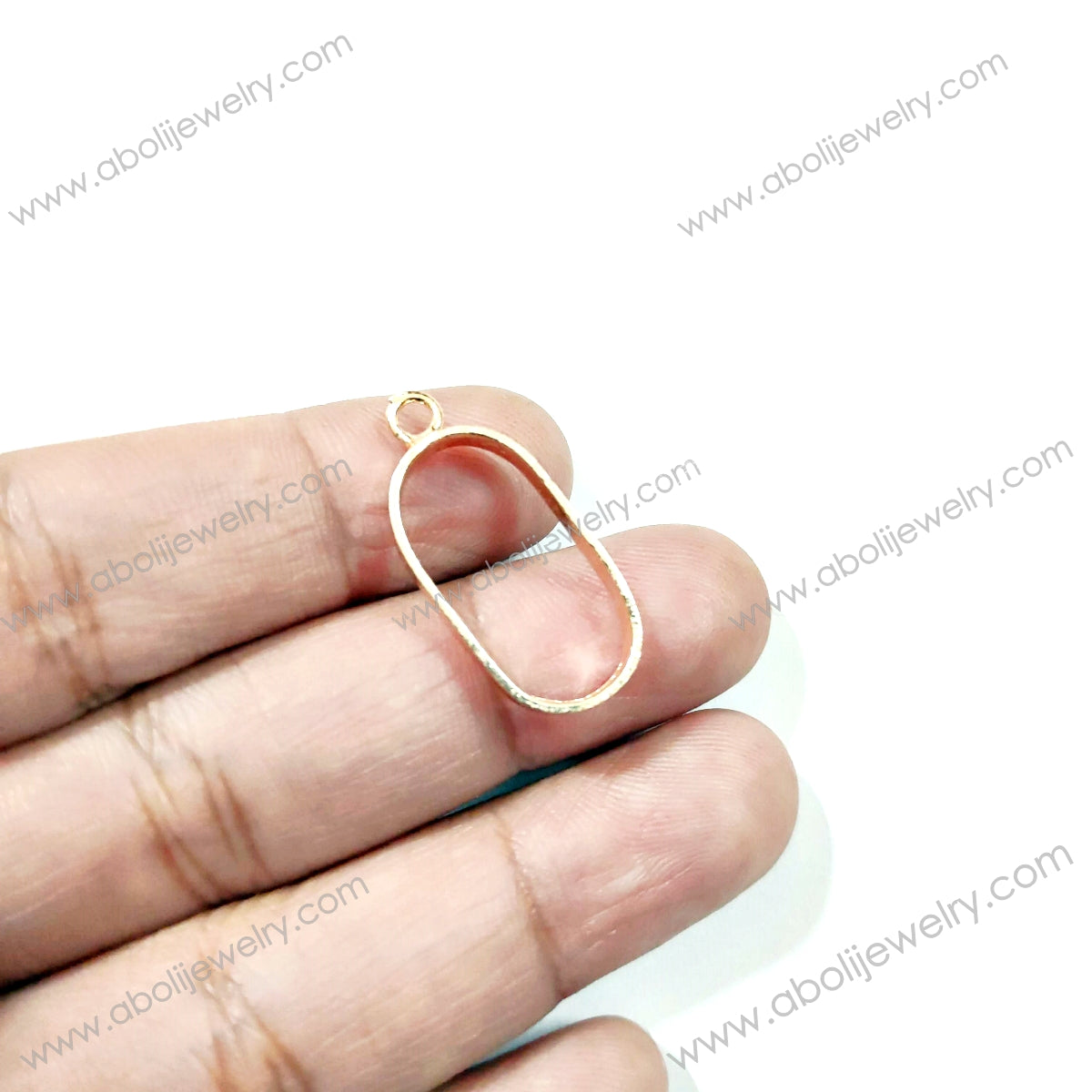 Elongated oval rose gold small bezel charm for resin Mini bezel open bezels RMB1