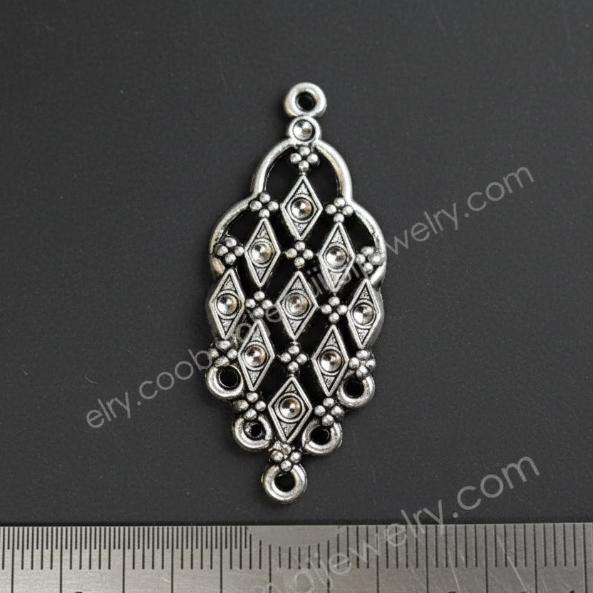 Silver Charm connector with stone setting CHMS05