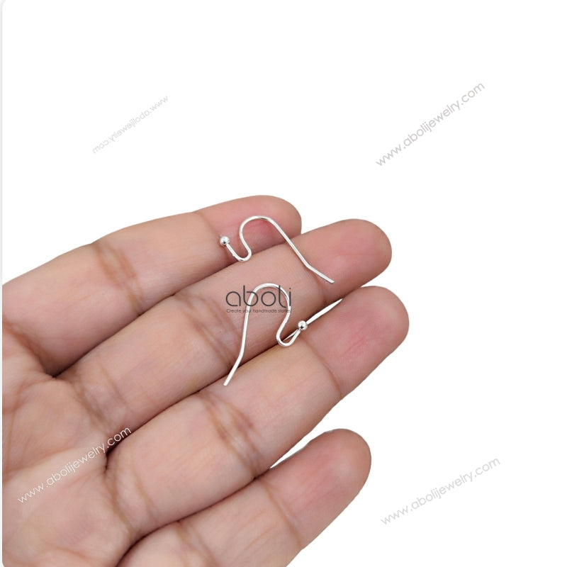 Silver ball end earwire fish hooks S shaped earhook earrings making BEW14