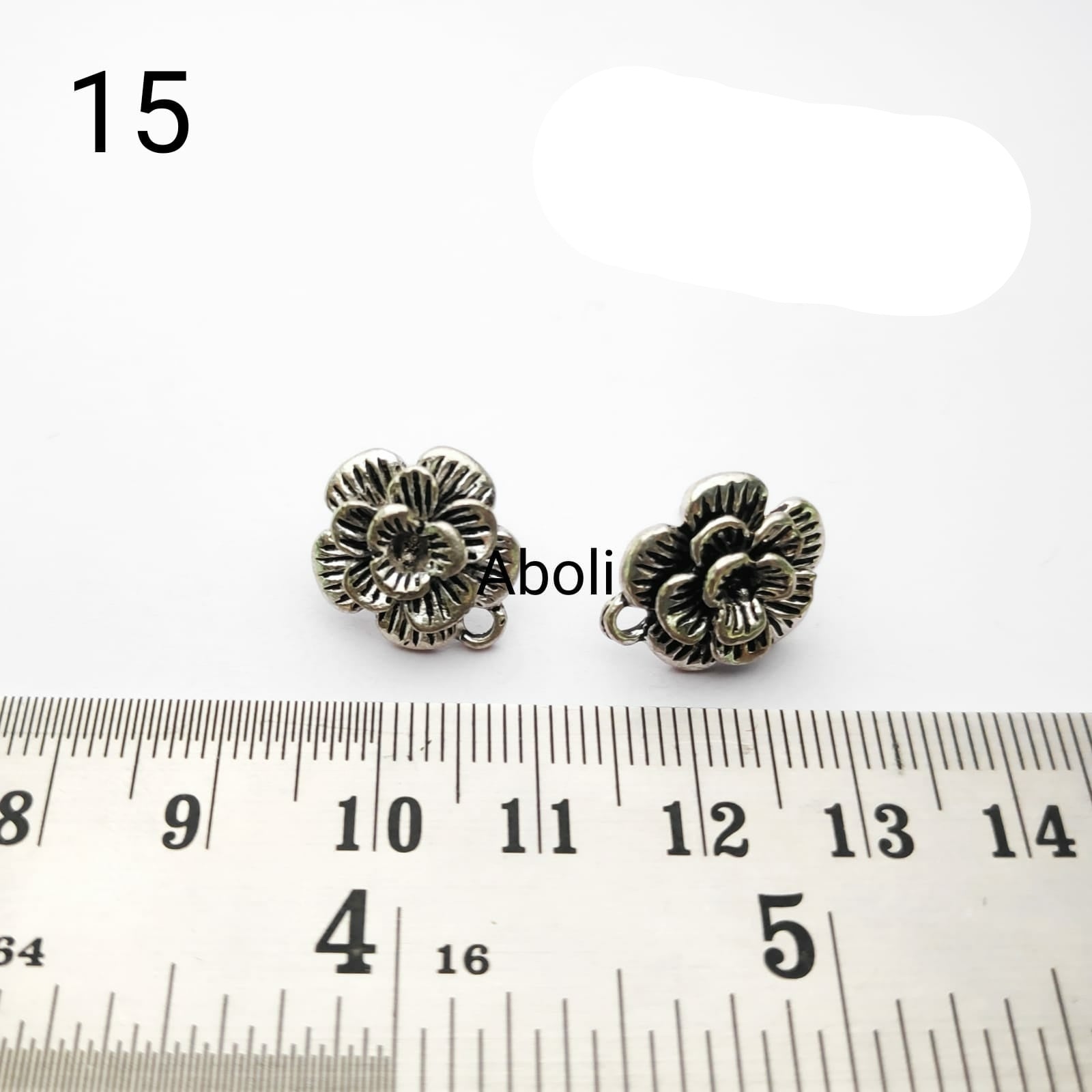 Silver flower stud earrings components metal earrings findings ESS15