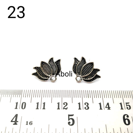 Silver lotus stud earrings components metal earrings findings ESS23