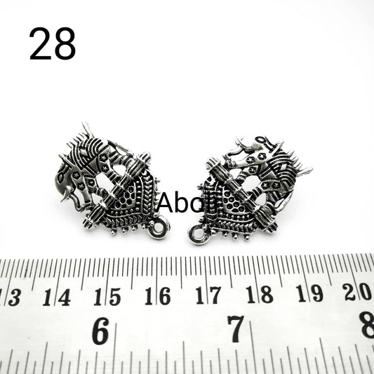 Silver elephant earrings stud components metal earrings findings ESS28