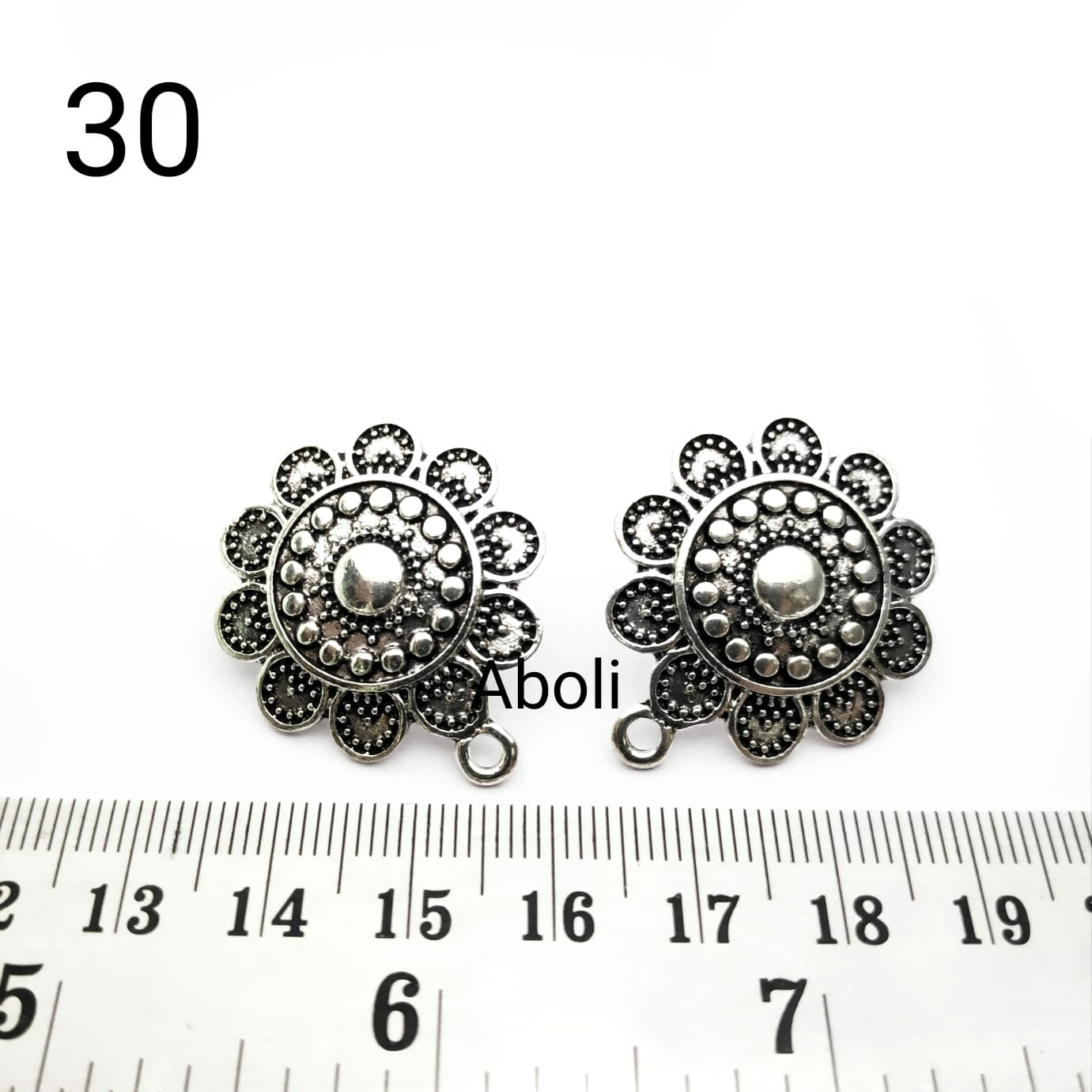 Silver big flower earrings stud components metal earrings findings ESS30