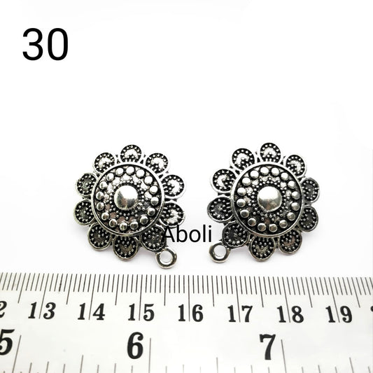 Silver big flower earrings stud components metal earrings findings ESS30