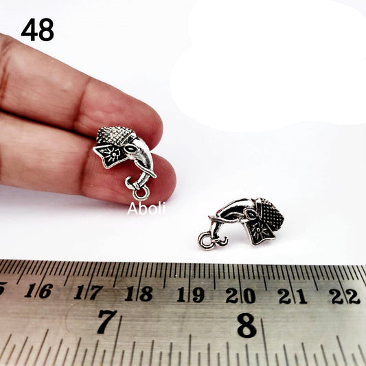 Silver Ganesha stud components Ganesh Ganapati metal earrings findings ESS48