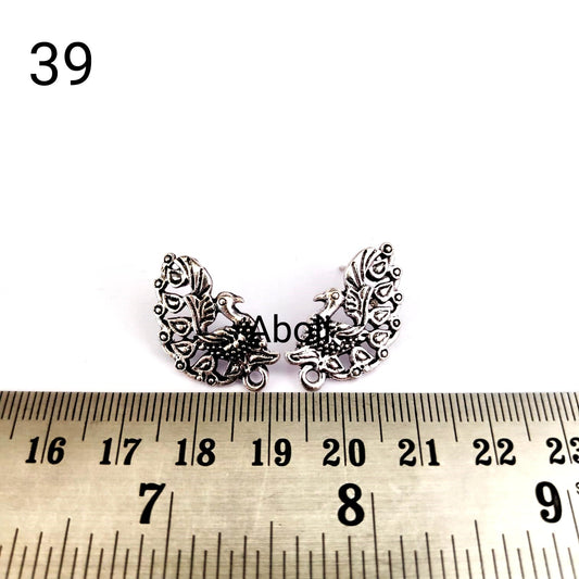 Silver earrings stud components metal earrings findings peacock ESS39