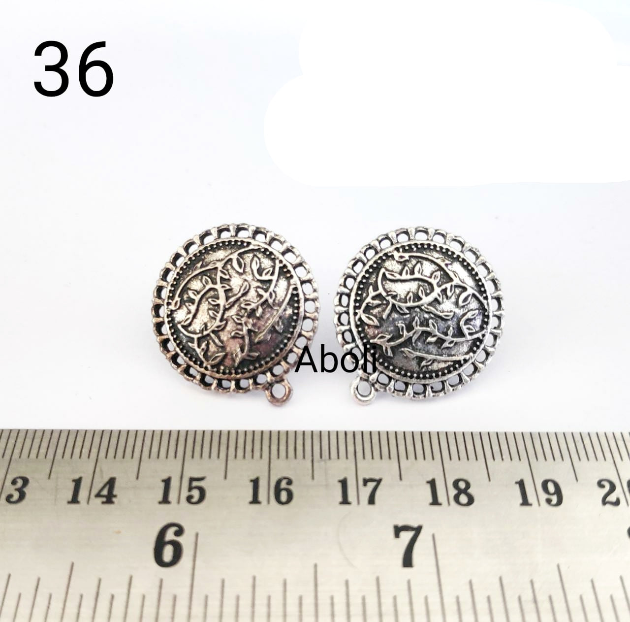 Silver earrings stud components vine leaves metal earrings findings ESS36