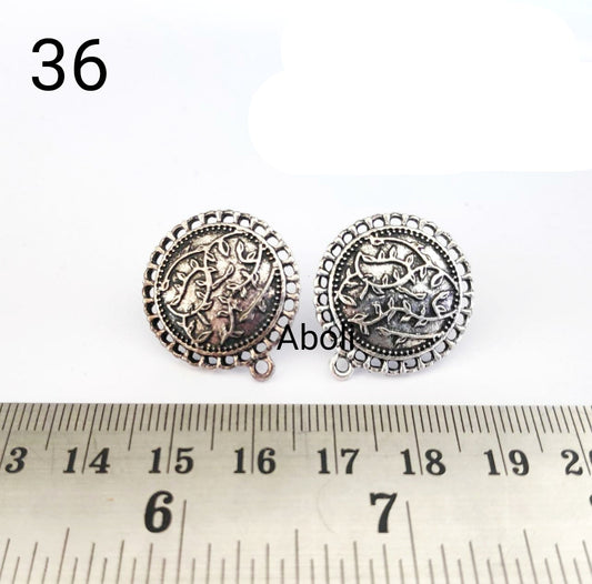 Silver earrings stud components vine leaves metal earrings findings ESS36