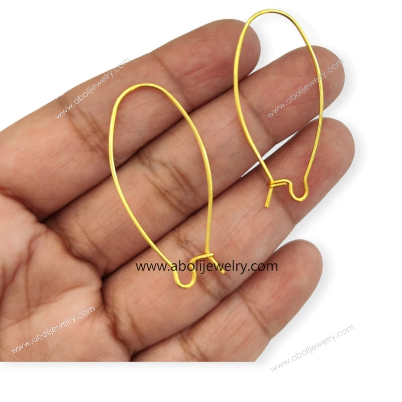 Tarnish resistant 4 cm golden kidney hook brass Earrings Kidney wire ATEFG4