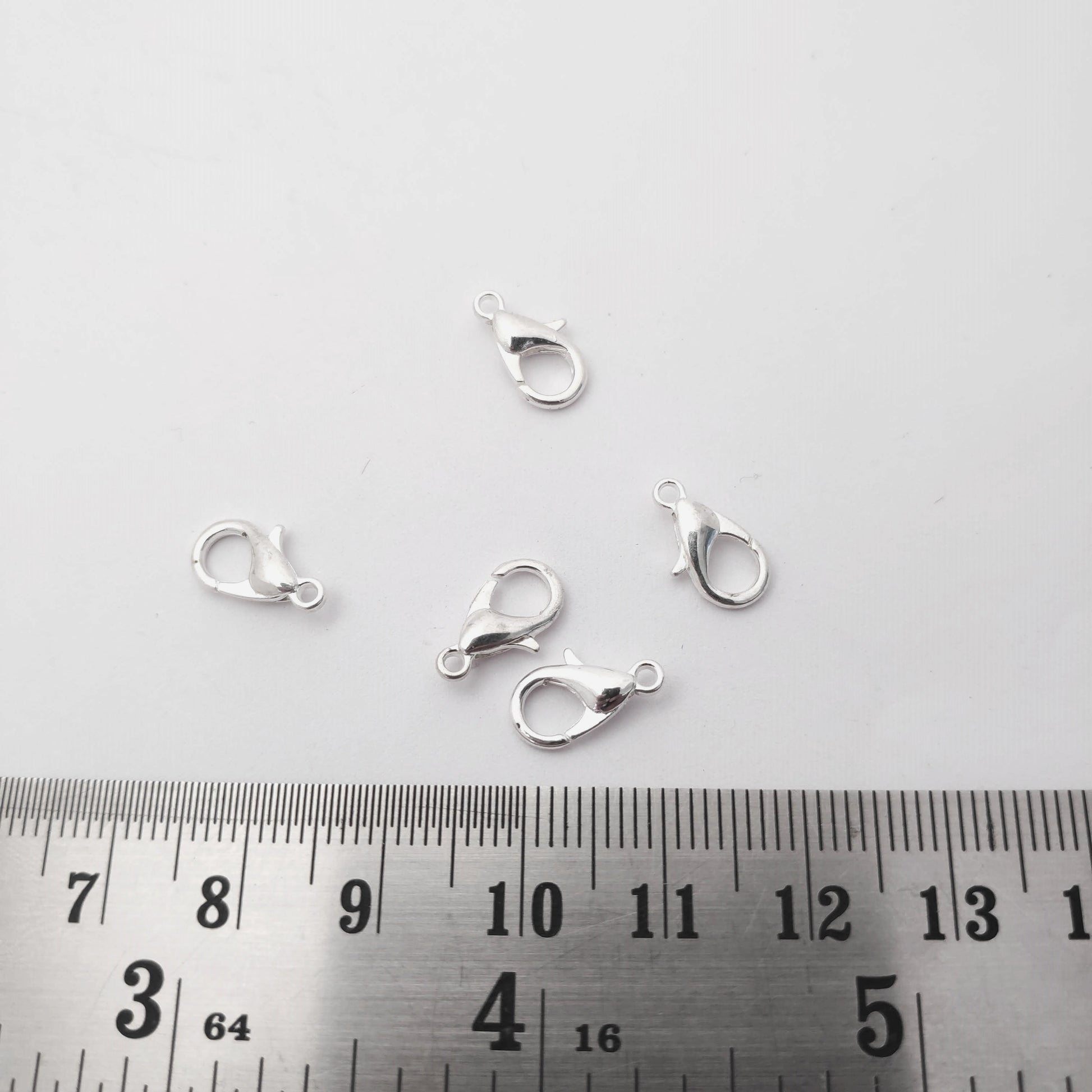 Silver lobster claw clasps Tarnish resistant 12 mm LCCBS12