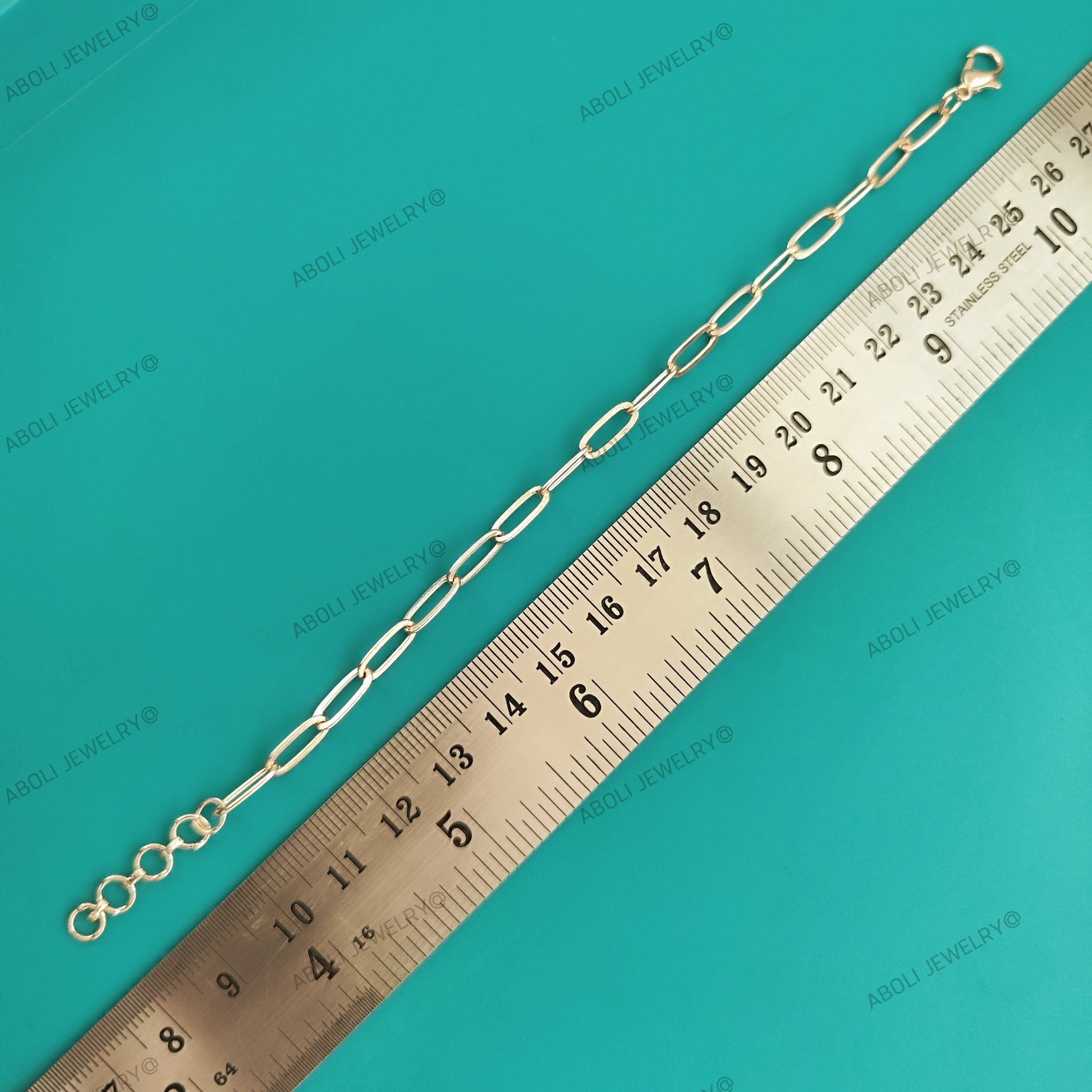 Rose gold paperclip bracelet chain Tarnish resistant brass big loops BCATRG6 - Jewelry Supplies