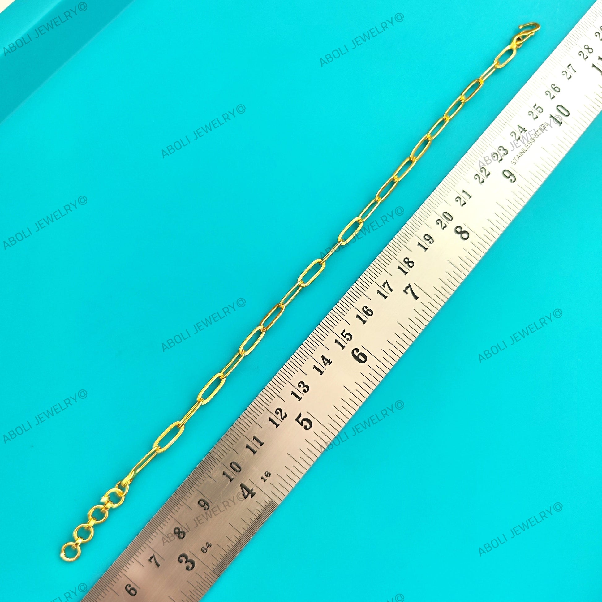 Golden paperclip bracelet chain Tarnish resistant brass big loops BCATG6 - Jewelry Supplies