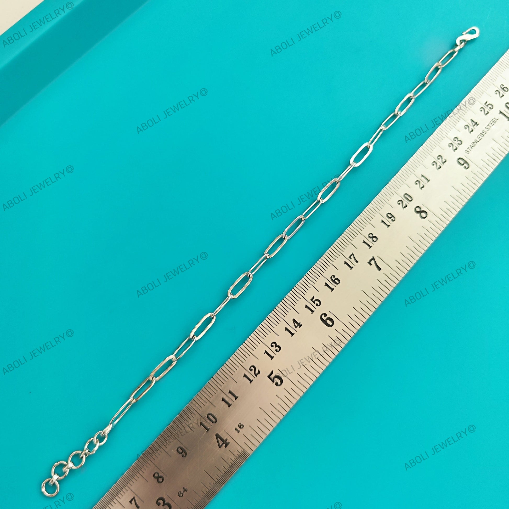 Silver paperclip bracelet chain Tarnish resistant brass big loops BCATS6 - Jewelry Supplies