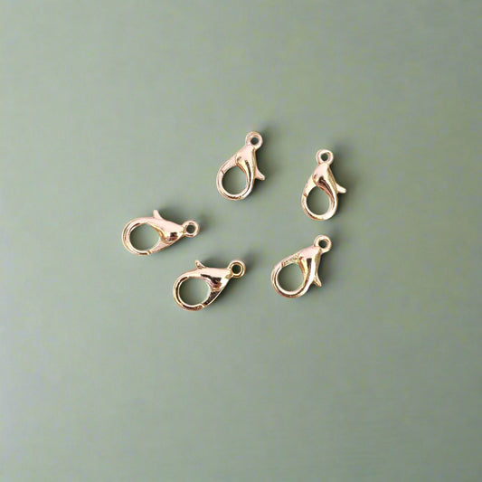 Rose gold lobster claw clasp Tarnish resistant brass 12 mm LCCB12RG