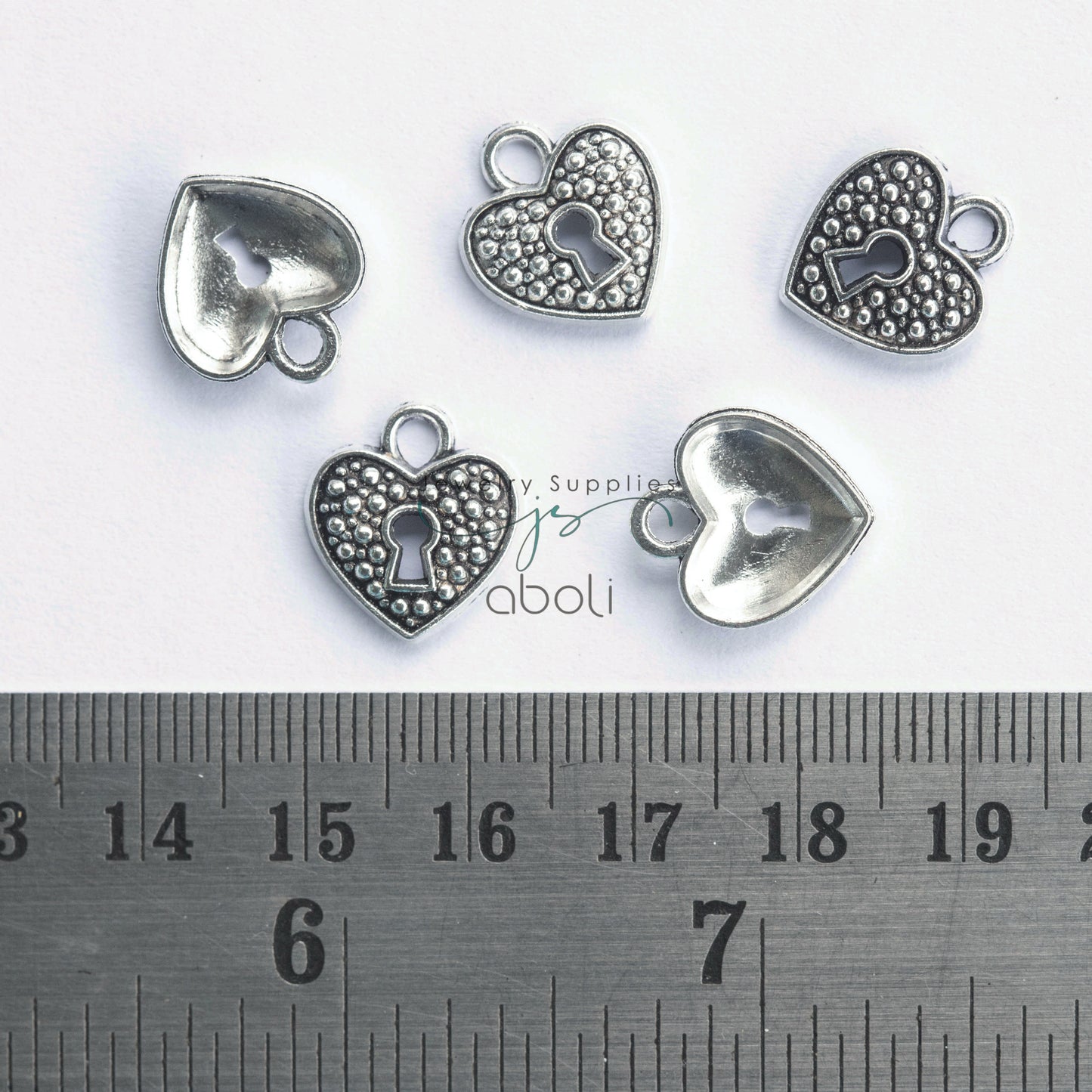 Silver heart lock charm silver charm lock theme CHMS160 2 charms