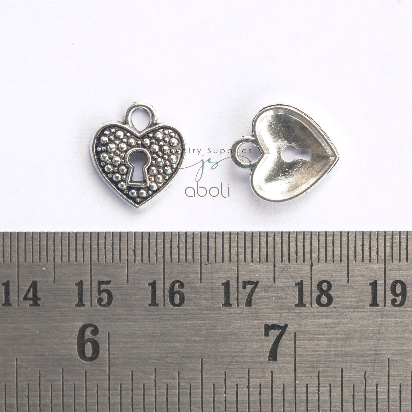 Silver heart lock charm silver charm lock theme CHMS160 2 charms