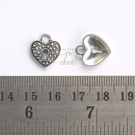 Silver heart lock charm silver charm lock theme CHMS160