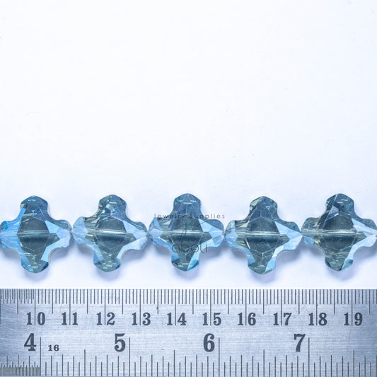 Blue Quatrefoil beads Faceted crystal glass beads dreamcatcher 22 mm big glass bead FGB125