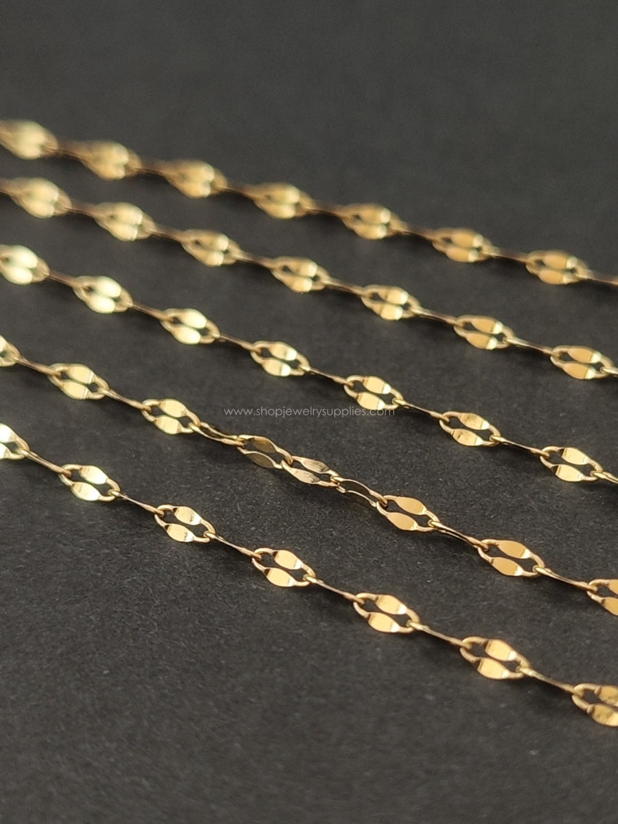 304 stainless steel chain golden PVD vacuum plated hammered chain for anti tarnish jewellery making 