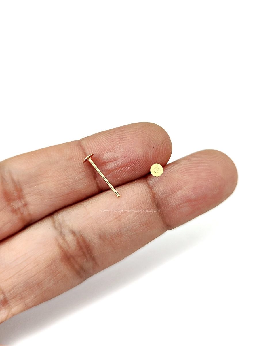 3 mm stud base 304 stainless steel 24 k gold plated earrings base SSSB24G3 2 pieces