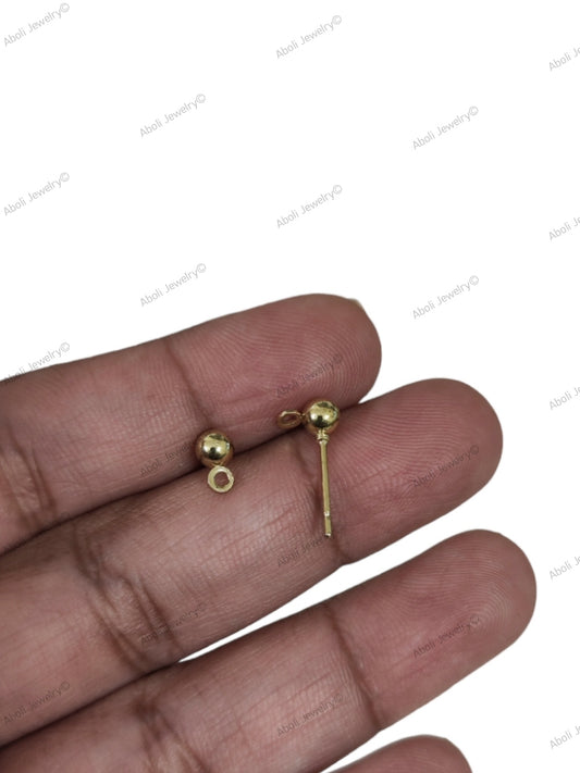 4 mm golden ball stud earrings components gbs4