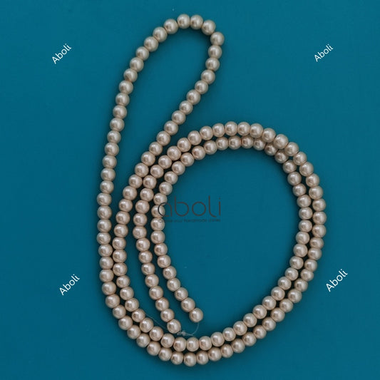6 mm glass pearl beads cream pearls for pearl jewellery   1 strand