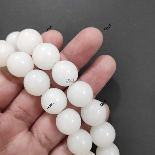 14 mm opaque white glass beads jewellery beads GBR14