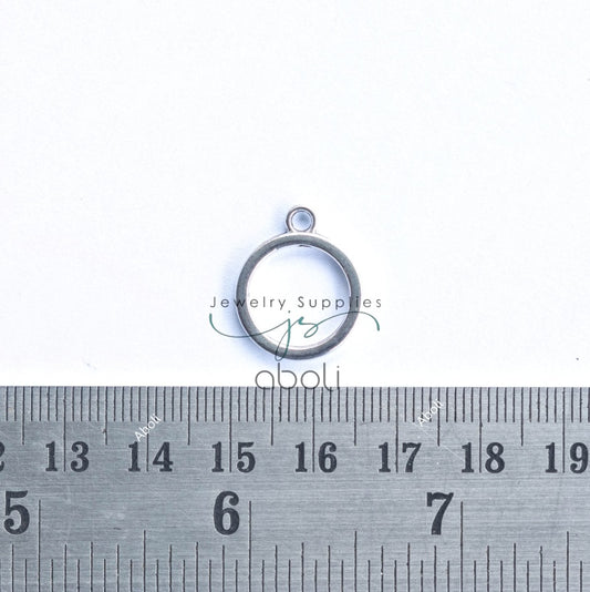 Silver circle charm silver open frame bezel 15 mm x 2 mm CHMS151
