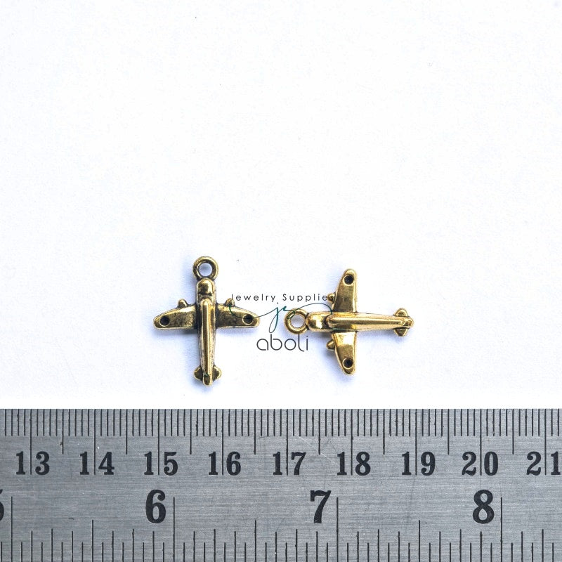 Golden airplane Charms airplane plane travel CHMG142 2 charms