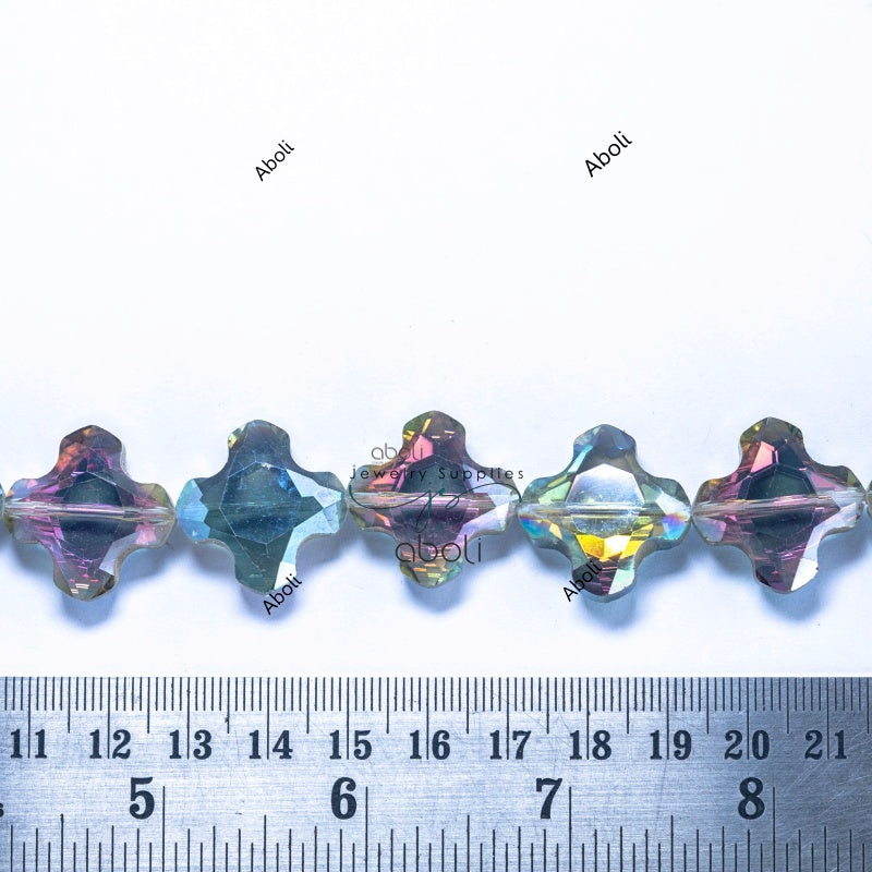 Quatrefoil beads Faceted crystal glass beads dreamcatcher 22 mm big glass bead FGB127