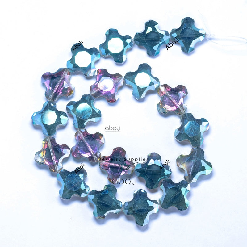 Quatrefoil beads Faceted crystal glass beads dreamcatcher 22 mm big glass bead FGB127