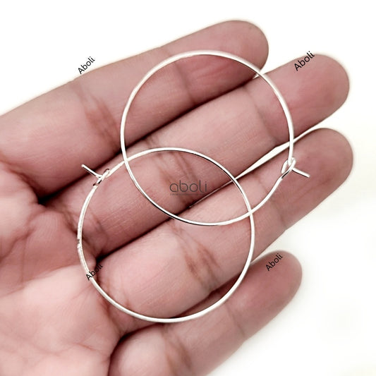 Silver wire hoops 3.5 cm golden bali earrings making EFGWH35