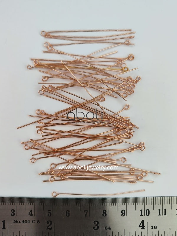 Tarnish resistant 5 cm rose gold eyepins