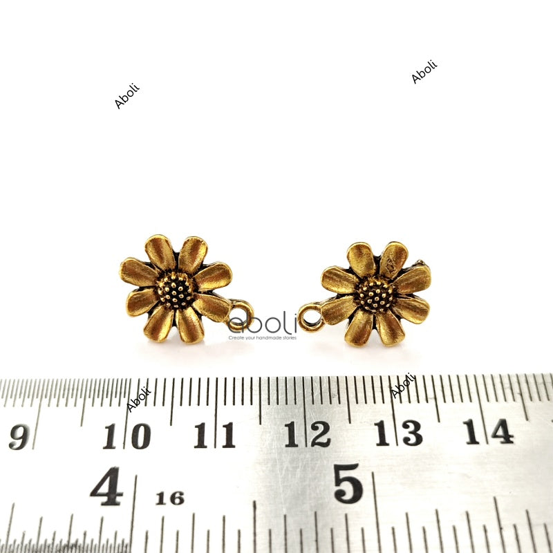 Golden flower stud earring components metal earrings findings ESG68