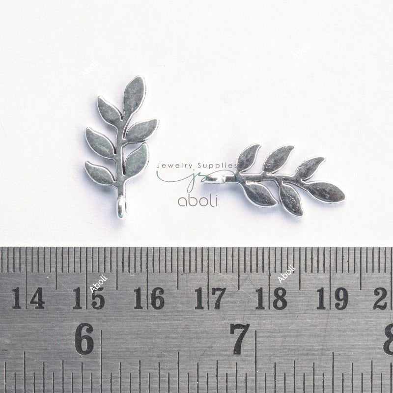 Silver leaf charm silver branch leaves charm 24 mm x 20 mm CHMS182 2 charms