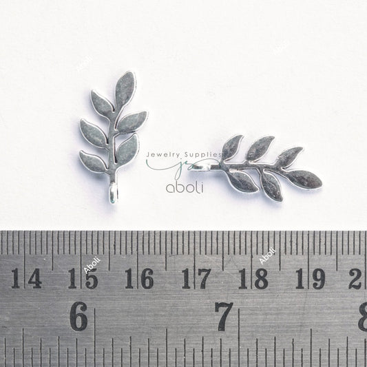 Silver leaf charm silver branch leaves charm 24 mm x 20 mm CHMS182